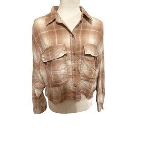 Abercrombie & Fitch Pinstripe Button Down Crop Boxy Western Shirt Small